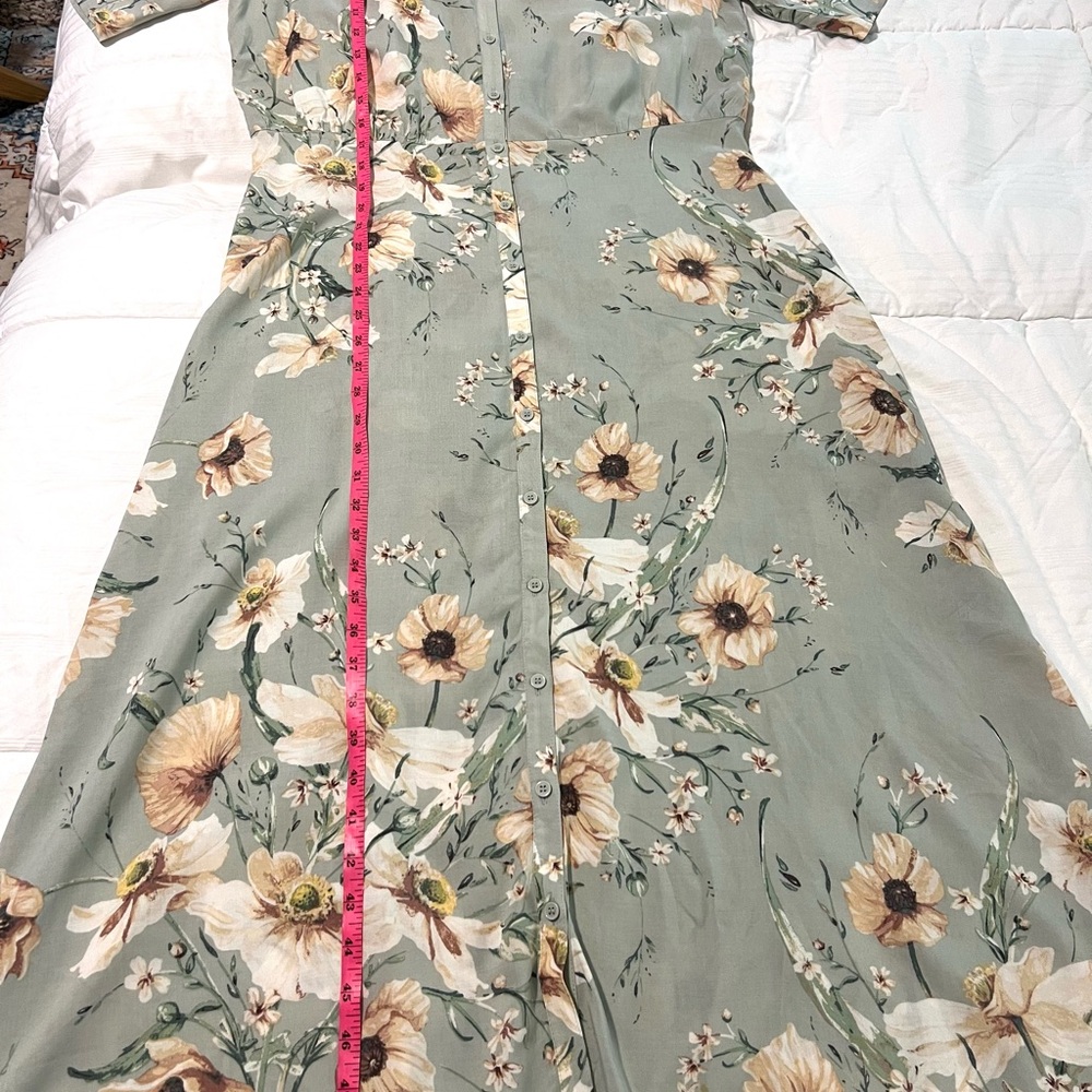 H & M Floral V Neck Button Down Short Sleeve Summer Midi Dress SZ 10 NWOT - Picture 6 of 11